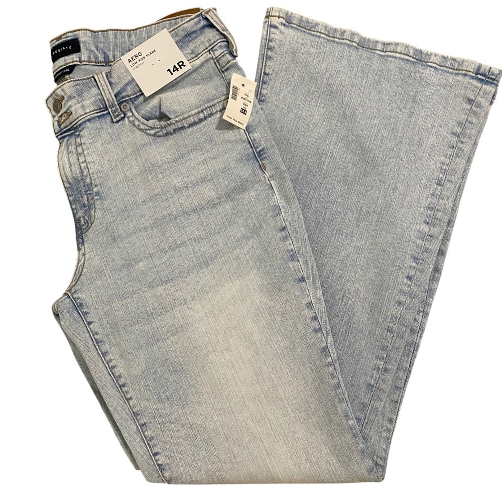 Aeropostale Low Rise Flare Jeans Light Wash Stretch Denim 14R 2068 CAHABA1